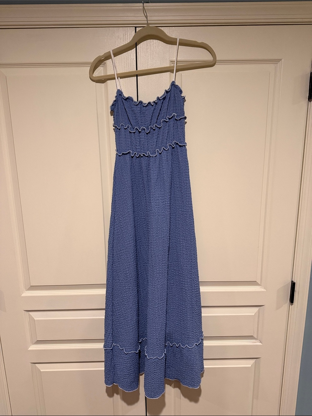Women’s Blue Ruffle Maxi Dress - Unbranded
